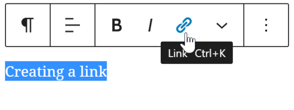creating a link in WordPress