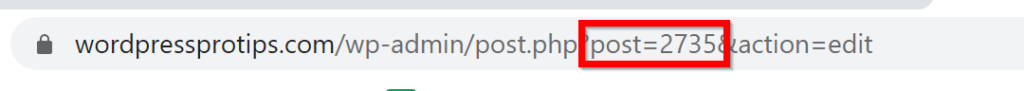 Editing URL with Page ID Highlighted