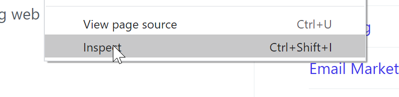 Inspect Menu in Google Chrome