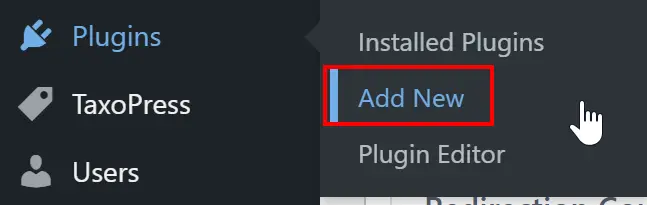 Plugins Menu Admin Dashboard Add New