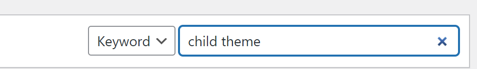 Search for Child Theme - Plugins Admin Dashboard WordPress