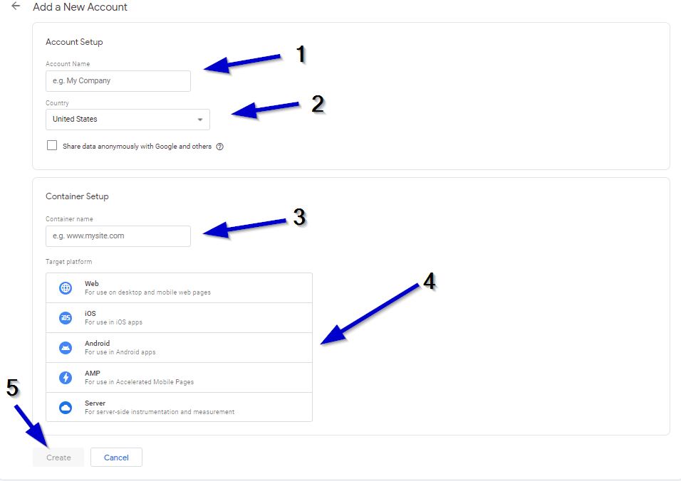 Google Tag Manager Add Account