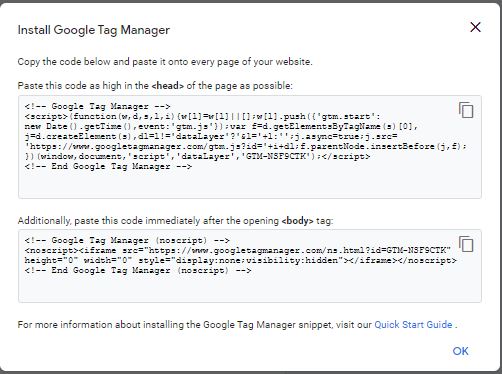 Google Tag Manager Code for WordPress